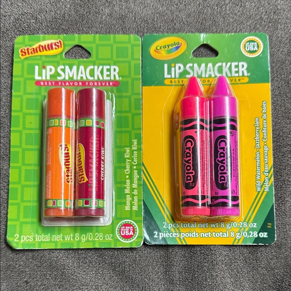 🍒🍉 Starburst / Crayola Flavored Lip Smacker Set 🍉🍇